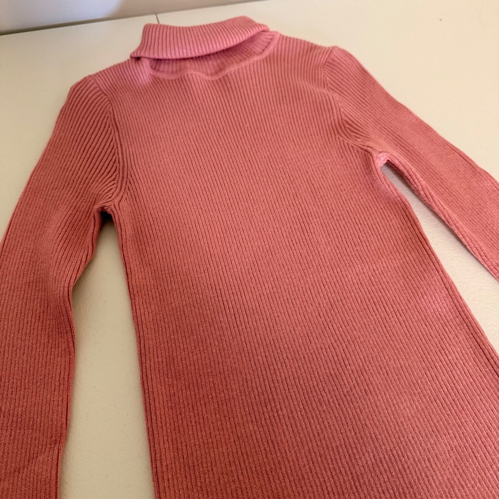 Ambiance Apparel Womens Ribbed Turtleneck Sweater Rose Pink Long Sleeve Medium